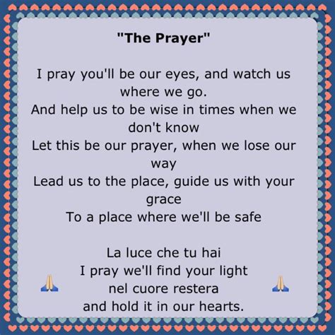 the prayer with lyrics english